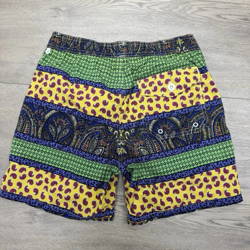 J Crew‎ Men's Paisley Multicolor Bright Swim Trunks Sz S Beach Resort